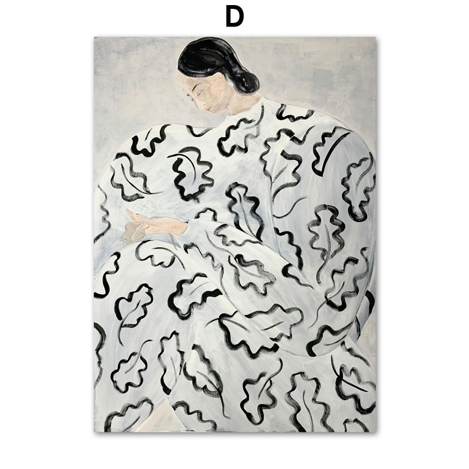 Abstract Striped Girl Bauhaus Geometric Wall Art Posters Prints Picture Vintage Line Canvas Paintings For Modern Room Home Decor