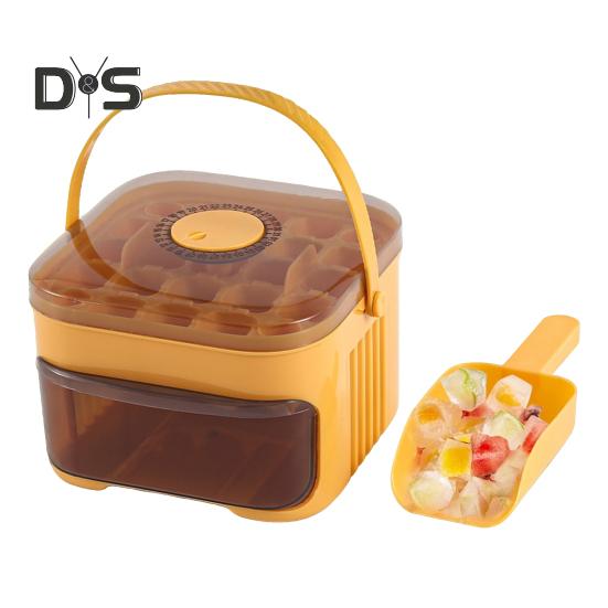 

Лоток для льда с крышкой, большой емкости, льдогенератор для морозильника, удобная ручка, прозрачная крышка, многоразовая форма для льда для виски, коктейлей, кофе, пива оранжевый