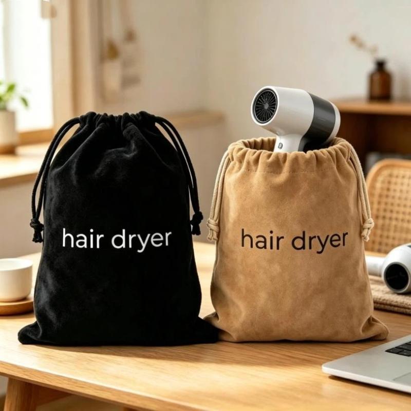 Suede Nap Hair Dryer Storage Bag With Drawstring Hair Diffuser Bag Perfect For Travel Home Hotel Daily Use