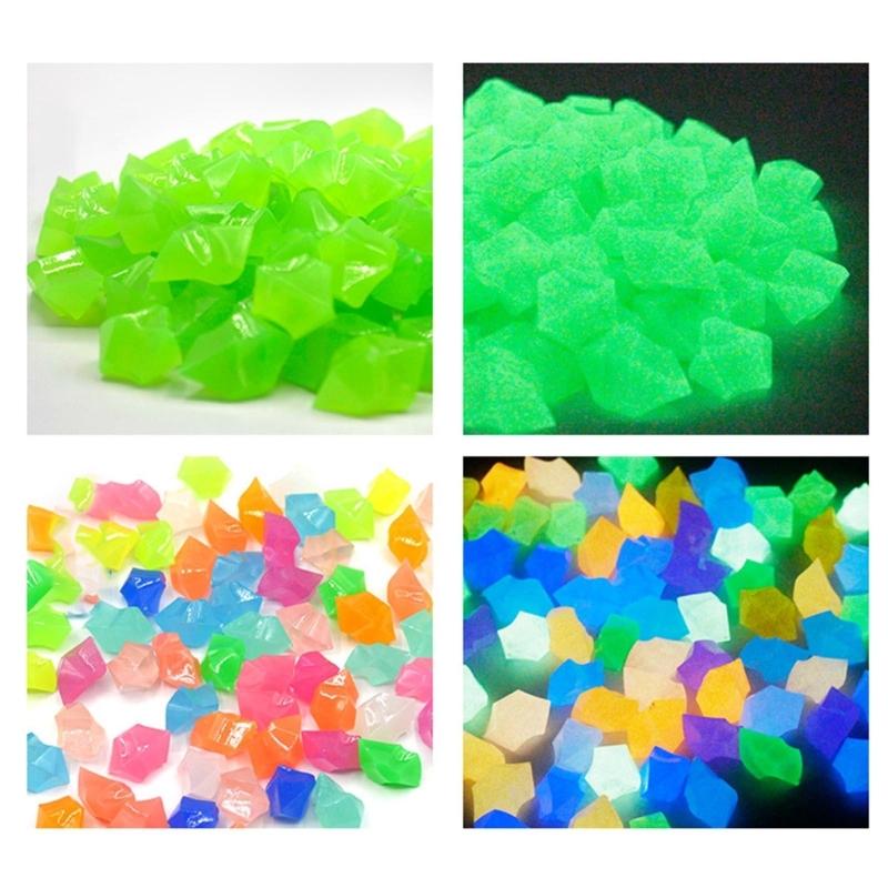 300pcs Mini Luminous Stones 14mm Glowing in Dark Garden Pebbles Ornament for Aquarium Colorful Artificial Stone Ornament