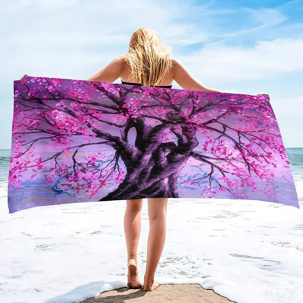 Plum Blossom Beach Towels,Oversized Travel Beach Towels Blanket Sand Free Quick Dry Absorbent Portable Pool Towels Bath Towel