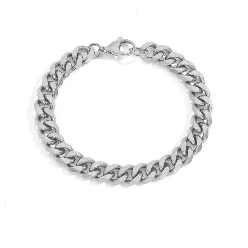 eManco Stainless Steel Cuban Chain Stacking Bracelet, 4MM/6MM/8MM, Fashion Jewelry.