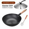 Traditional 32cm Cast Iron Wok with Steel Lid & Spatula