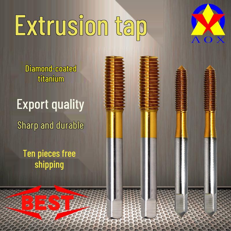 Titanium-Plated Yellow Straight Flute Extrusion Tap M3-M10 for Chipless Machining M3×0.5