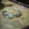 Retro Hollow Egg Surface Bangle: Chinese Style Open Bracelet, Imitation Hetian Jade, Ideal Young Style Gift for Mom