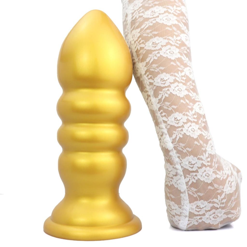 Golden Mushroom Irregular Dildo Beads for Men & Women - Threaded Anal Dilator Adult Toy