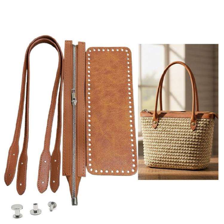 PU Leather Shoulder Bag Knitting Kits DIY Crochet Bag Making Bag Handles Zipper Bag Bottom Shaper for Crochet Handbags