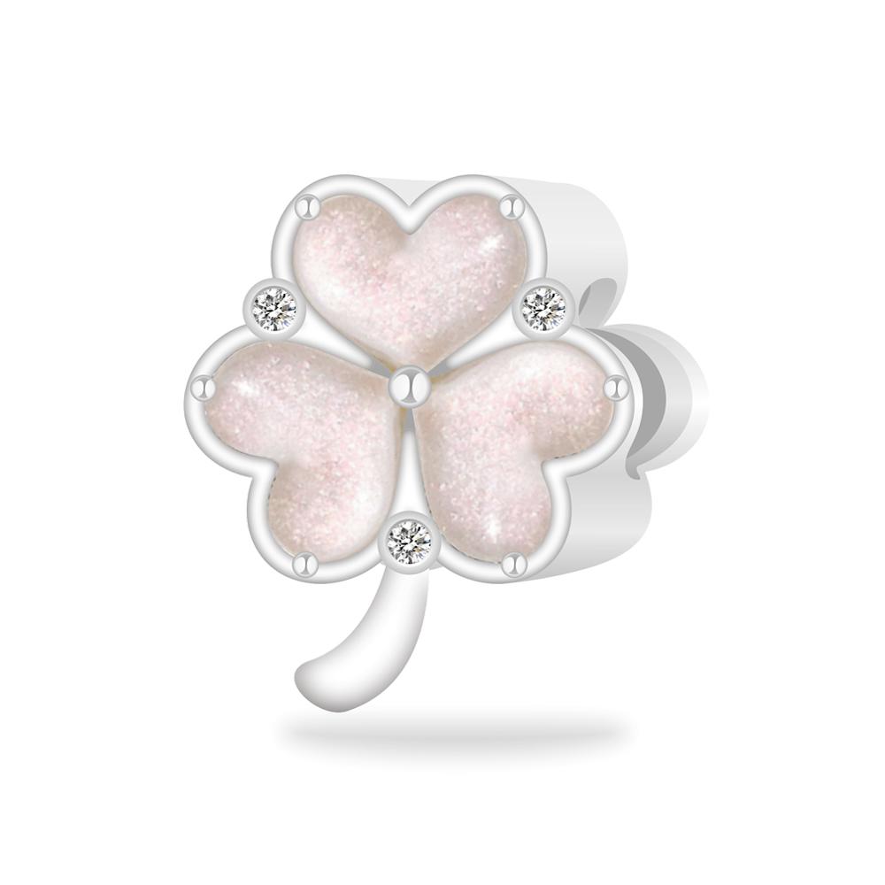 Four-leaf Clover Series Copper Metal Green Clover Plant Horseshoe Number Charm Bead Component Compatible With Do It Yourself Bracelet High Quality