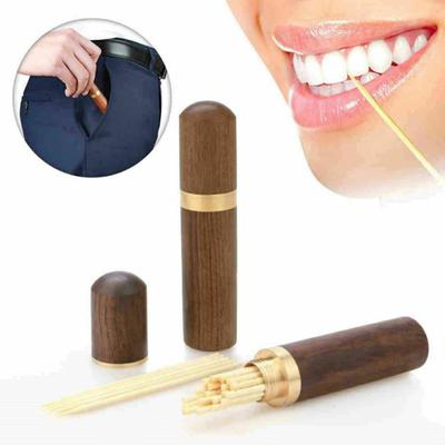 2Pcs Tragbare Zahnstocher Eimer Holz Zahnstocher Halter Eimer Mini Box Nadel Fall