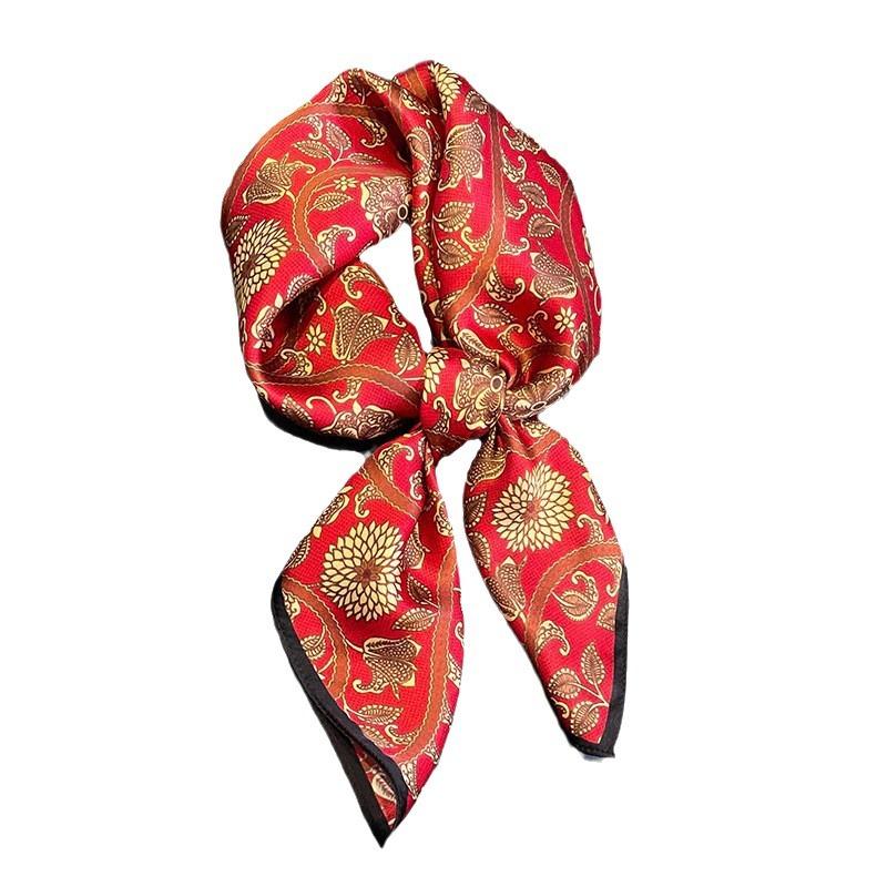 Spring and Autumn New Korean Edition Printed Silk Scarf Women's Dual-purpose Shawl Mulberry Silk 71 Small Square Scarf Silk Scarf Scarf