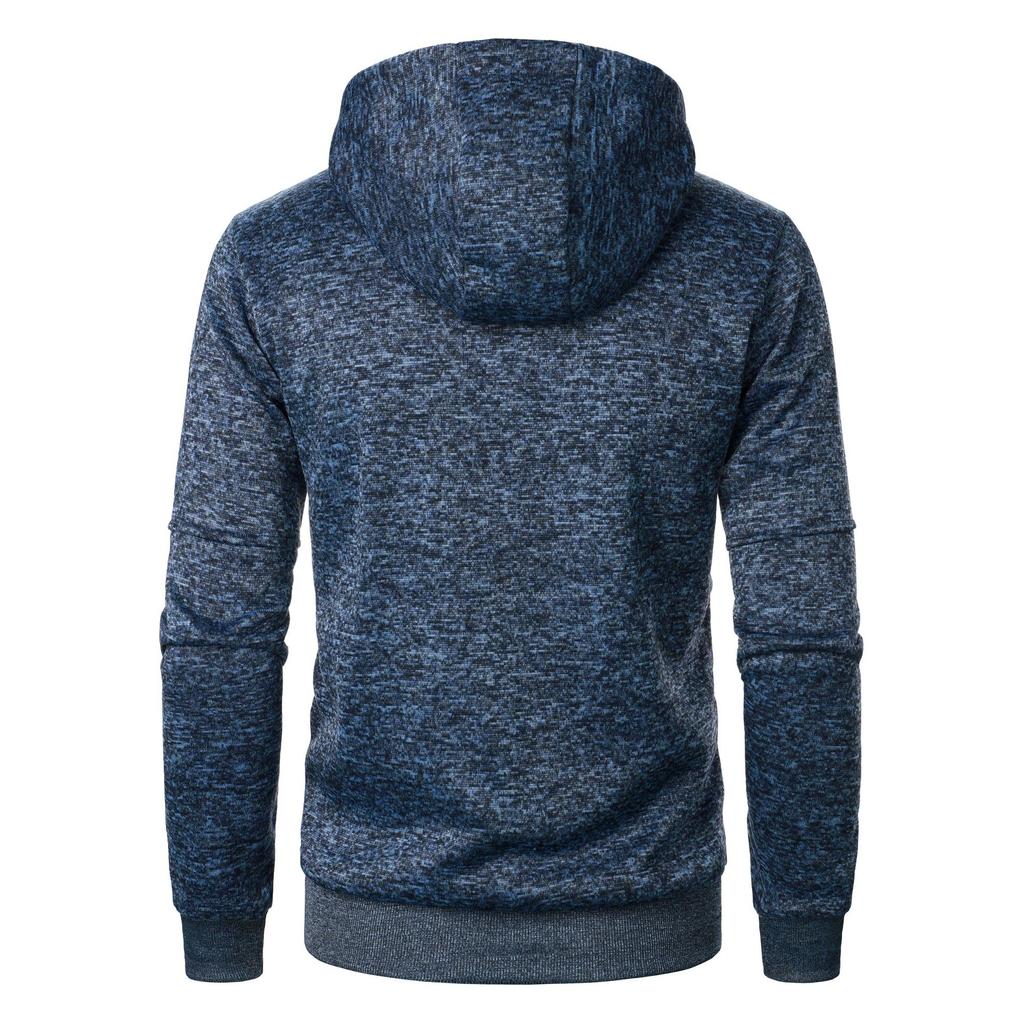 Men's Spring and Autumn Hooded Top Sports Fitness Hoodie Casual Knitted Zipper Coat with Pockets