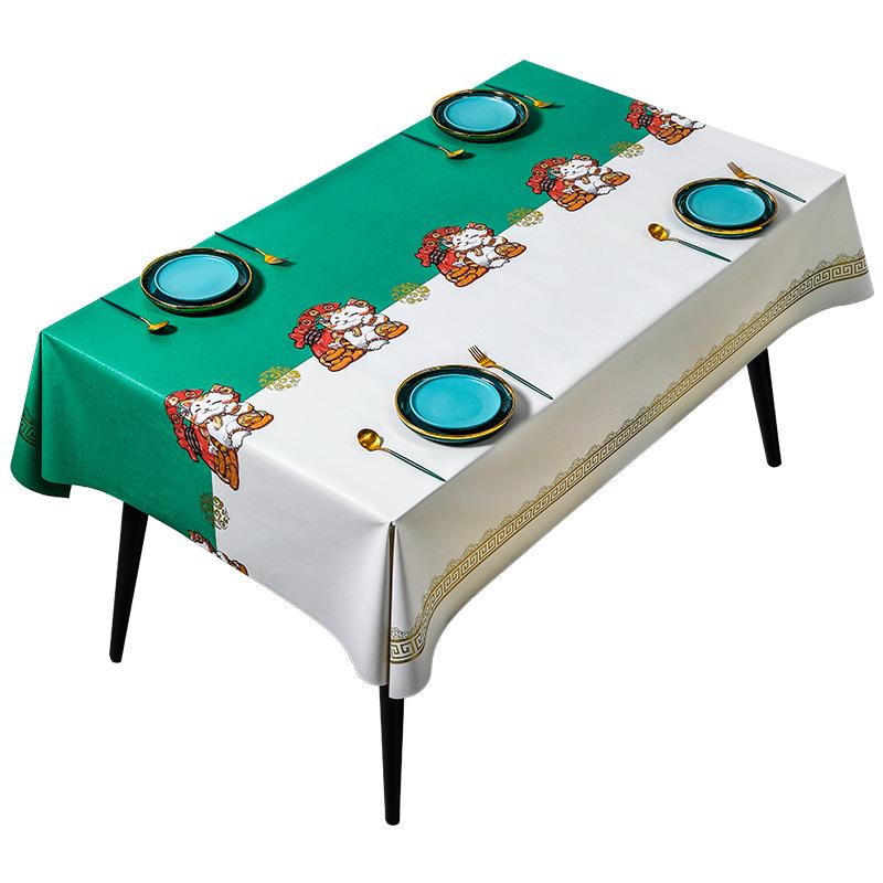 Lucky Cat Light Luxury Pvc Tablecloth Premium Sense Waterproof Anti-Scalding Leave-In Restaurant Household Tablecloth