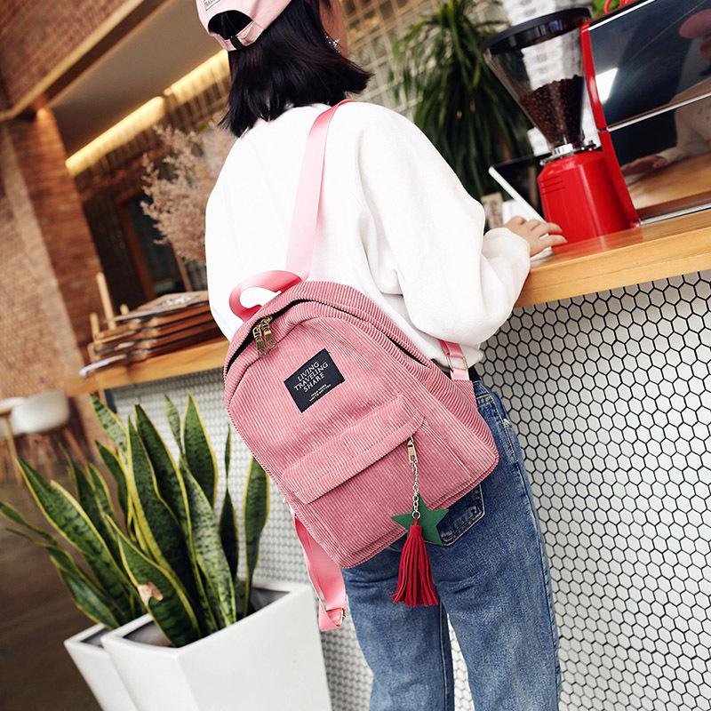 Women Mini Backpack Casual Travel School Bag Lightweight Daypack Small Shoulder Backpack with Front Pocket Tassel Pendant
