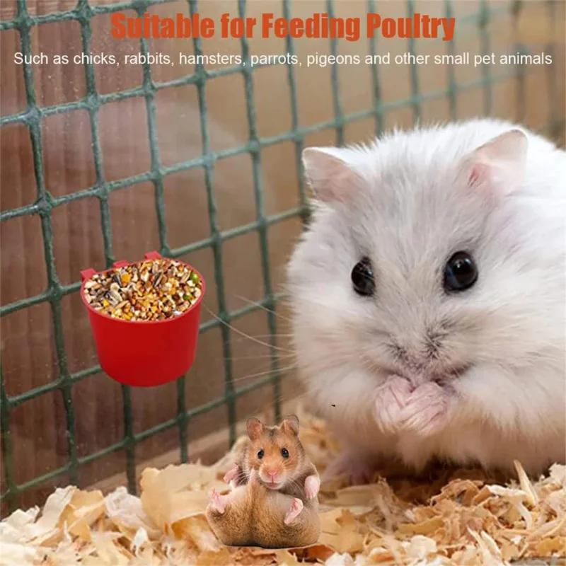 A Top Quality 12Pcs Chickens Rabbit Feeders for Cage,Hanging Chicken Water Feeder Cup, Plastic Birds Feeders Seed Bowl