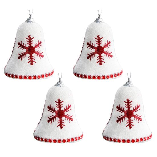 4 ks Vánoční sněhová vločka Přívěsek zvoneček Flitrový dekor Bílá pěna Vánoční dekorace Závěsná ozdoba Slavnostní dekorace do domácí kanceláře Dárky na párty