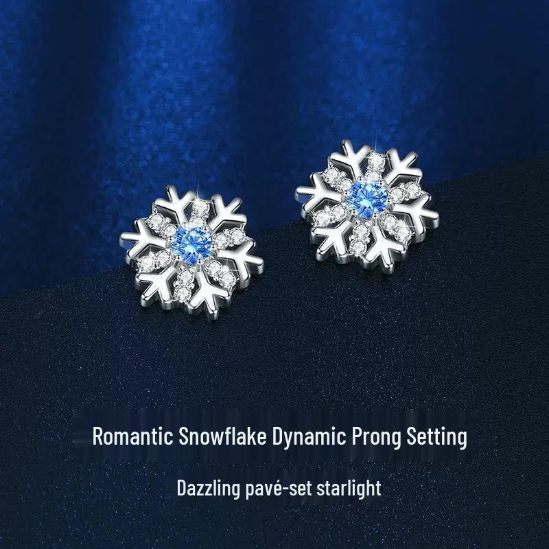 Sterling Silver Snowflake Stud Earrings - Festive Winter Gift for Women 2022 Trend