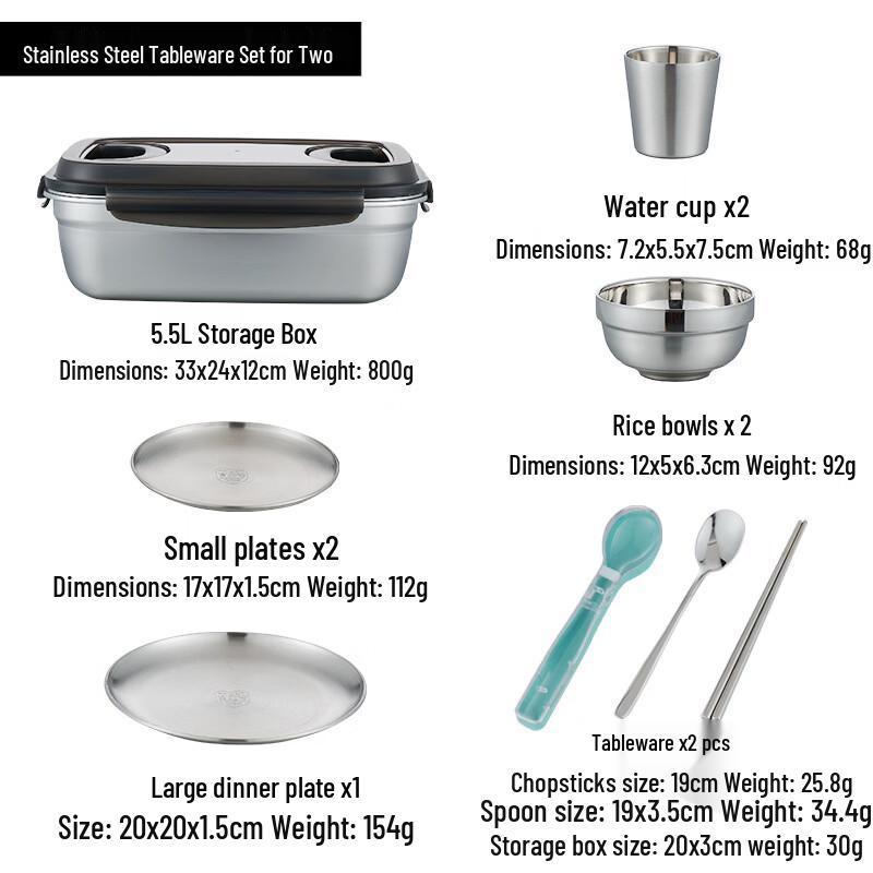 BBQ Outdoor 304 Stainless Steel Travel Dinnerware Set