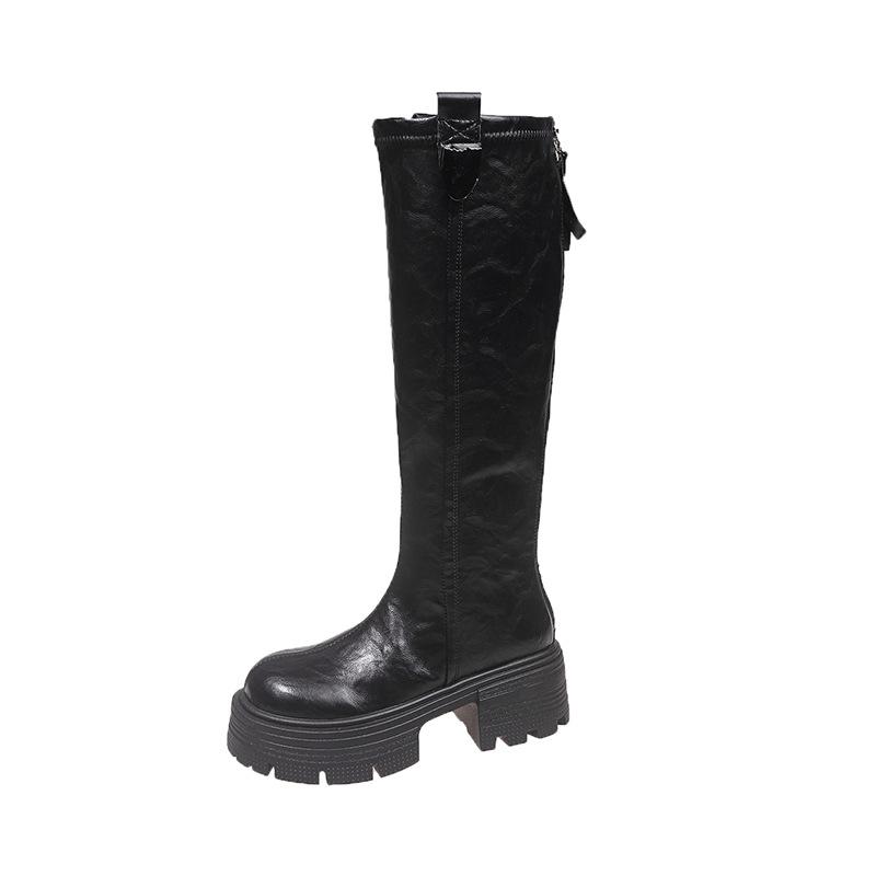 Dámské vysoké boty 2025 nové boty jezdecké boty silná podrážka vysoké