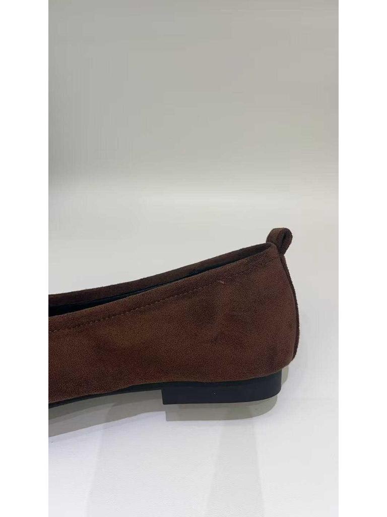 Wanwanfeng 2025 Zamszowe Baleriny z Kwadratowym Noskiem i Skrzyżowanymi Paskami z Kokardką dla Kobiet