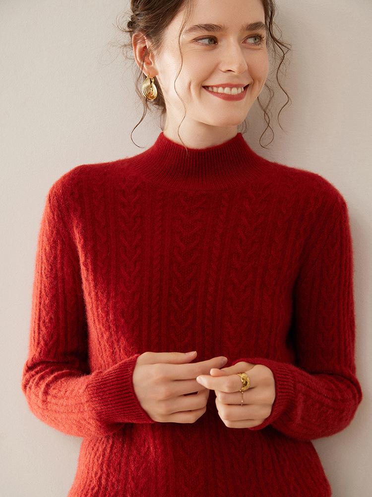 Women's Cashmere Blend Loose Long Sleeve Knit Pullover Sweater - Slimming and Versatile for Autumn/Winter.
