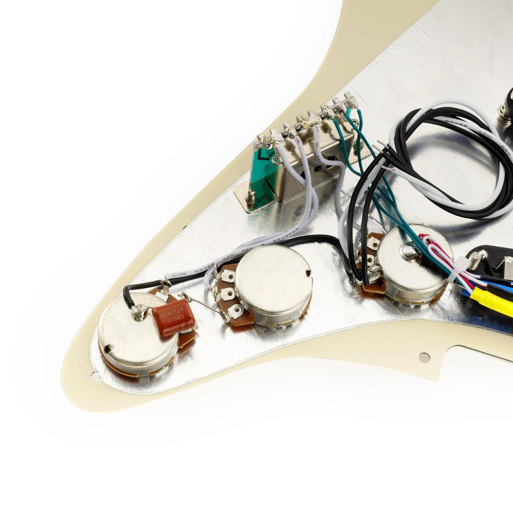 Musiclily SSS Strat Pickguard for Alnico 5 Humbucker Strat Electric Cream Pro-SE ST-DPHA Pre-wired Single-Size Guitar, 3-Piece