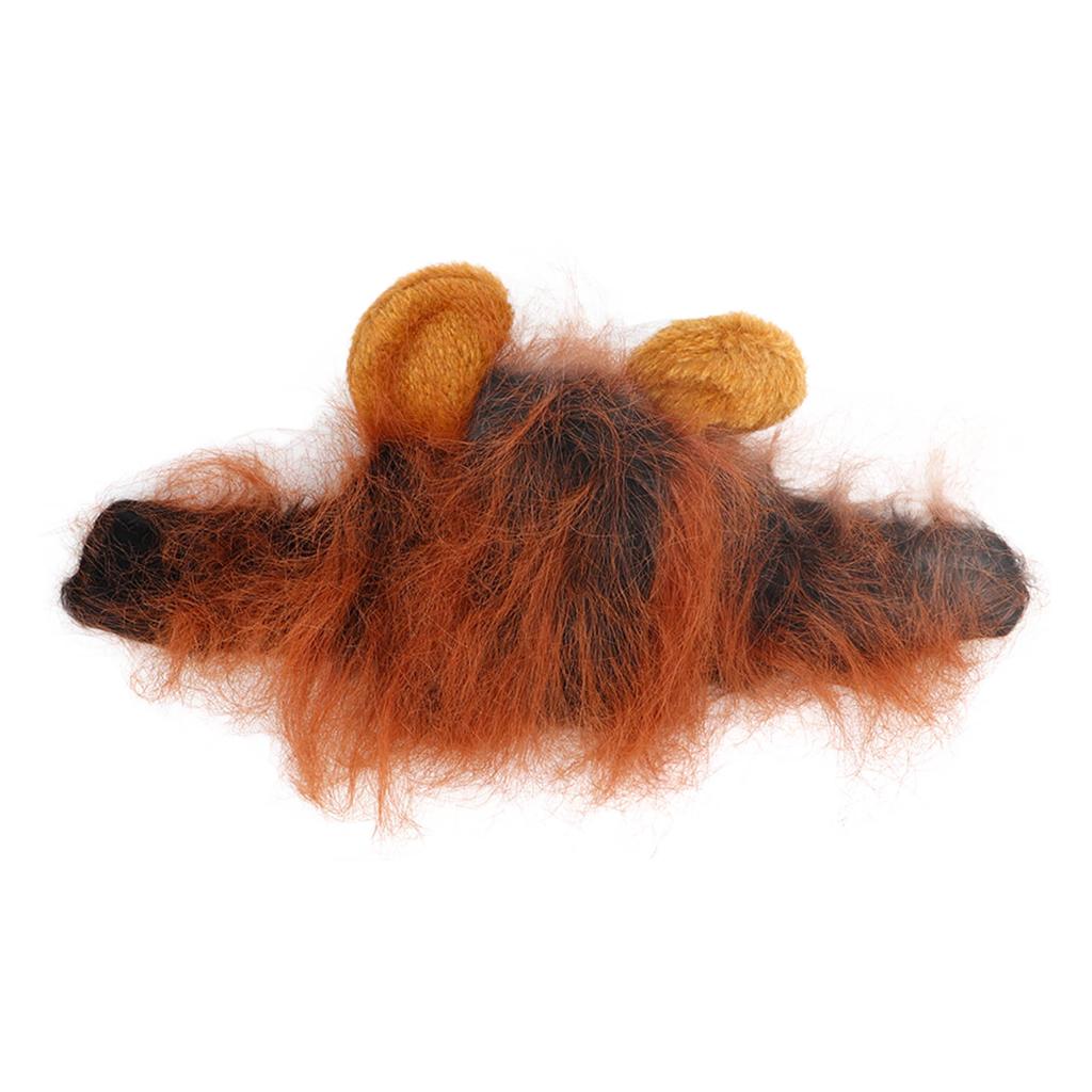 Cat Lion Headgear Decoration Cloth Cute Breathable Pet Lion Wig Lion Mane Costume for Pet Dark Brown