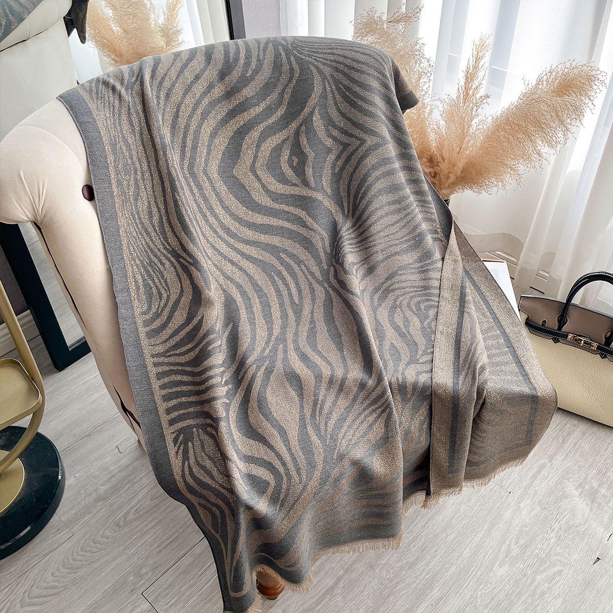 

Шарф из искусственного кашемира с леопардовым принтом, весенне-осенний, женская шаль, одеяло для кондиционера, простая шаль 185*65CM серый