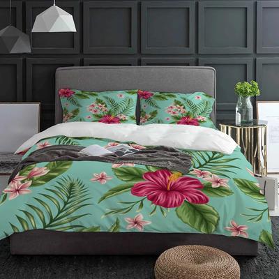 Flower Tropical Plants Bedding Set 3pcs Boys Girls Duvet Cover Pillowcase Kids Adult Quilt Cover Double Bed Set Home Textile