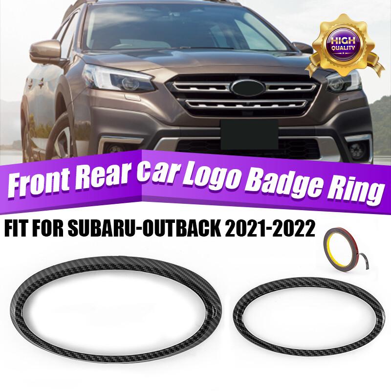 Carbon Fiber Black Front Rear Emblem Badge Logo Trims For Subaru Outback 2022-23