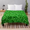 Green Pixel Blocks for Video Game Fans Throw Blanket