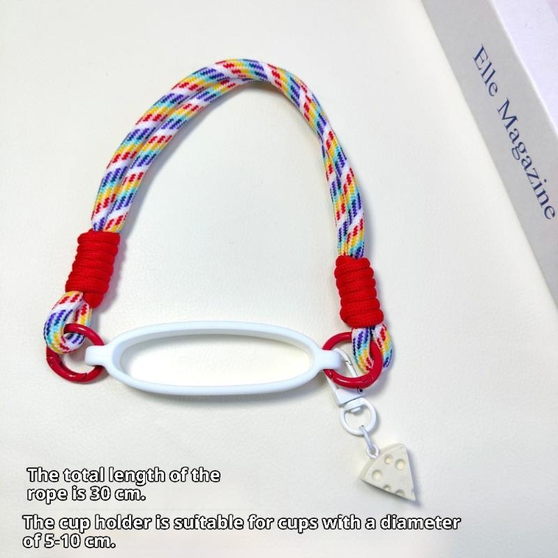 Candy Color Silicone Water Bottle Handle Strap Water Bottle Lanyard Hanging Rope Detachable Strap Bottles Cup Accessories