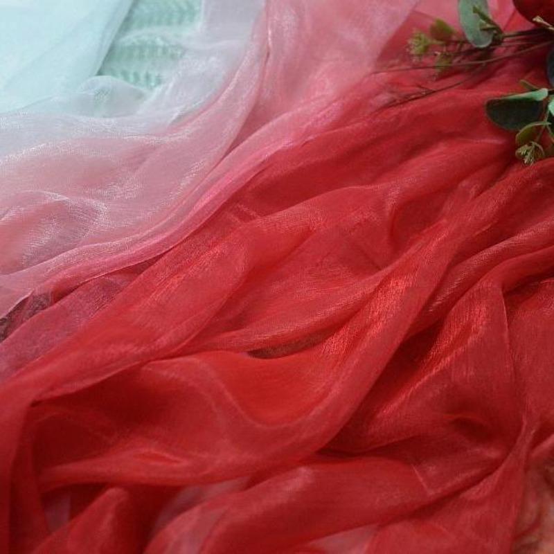 3/5/10m Multicolor Gradient Silk-Crepe Chiffon Fabric for Handmade DIY Sewing Hanfu Apparel Making Wedding Decoration