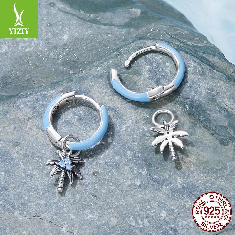 Summer Water Drop Ear Buckle Woman, Romantic Beach Vacation Wind S925 Silver Stud Earrings Cross-Border Models