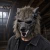 Erwachsenengröße Latexmaske Halloween Werwolf Vollkopfmaske, Wolf Cosplay Kopfbedeckung mit sicherem Sitz Realistisches Fell, Party Spukhaus Requisite, Verstellbar