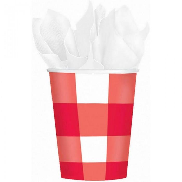 Amscan Paper Checked Party Cup (Pack of 8)