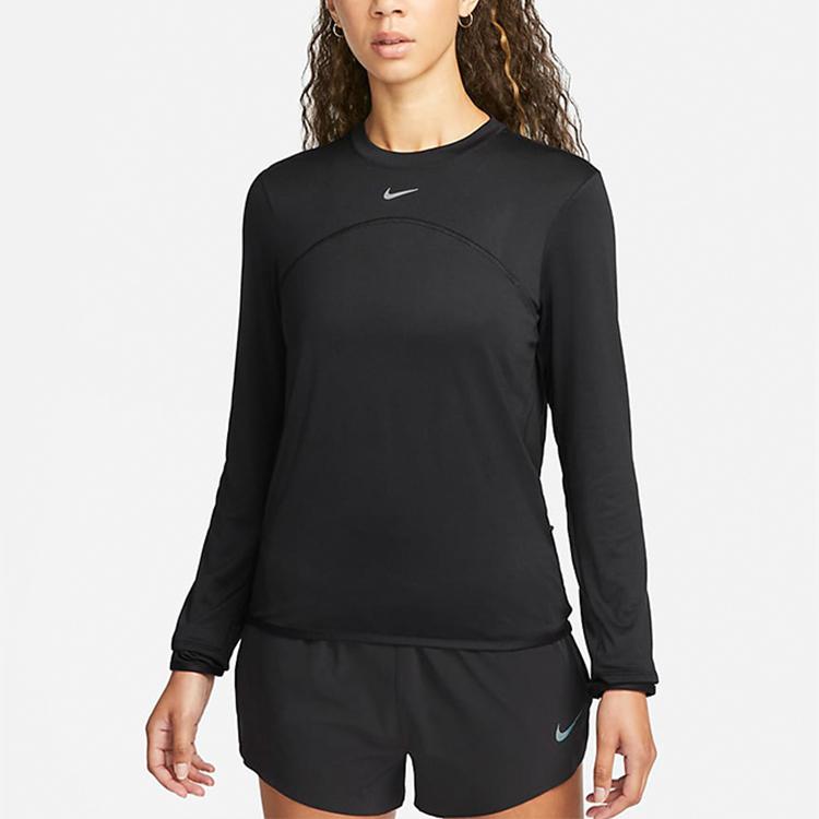 New Nike Dri-FIT Swift UV Women's Crew-Neck Running Top Black FB4298-010