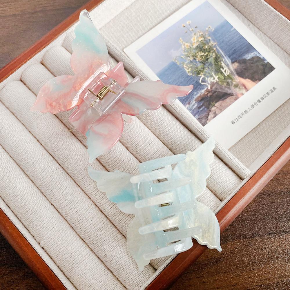 Color Changing Acetate Butterfly Hair Claw Colorful Large Shark Clip Butterfly Hair Clip  Girl