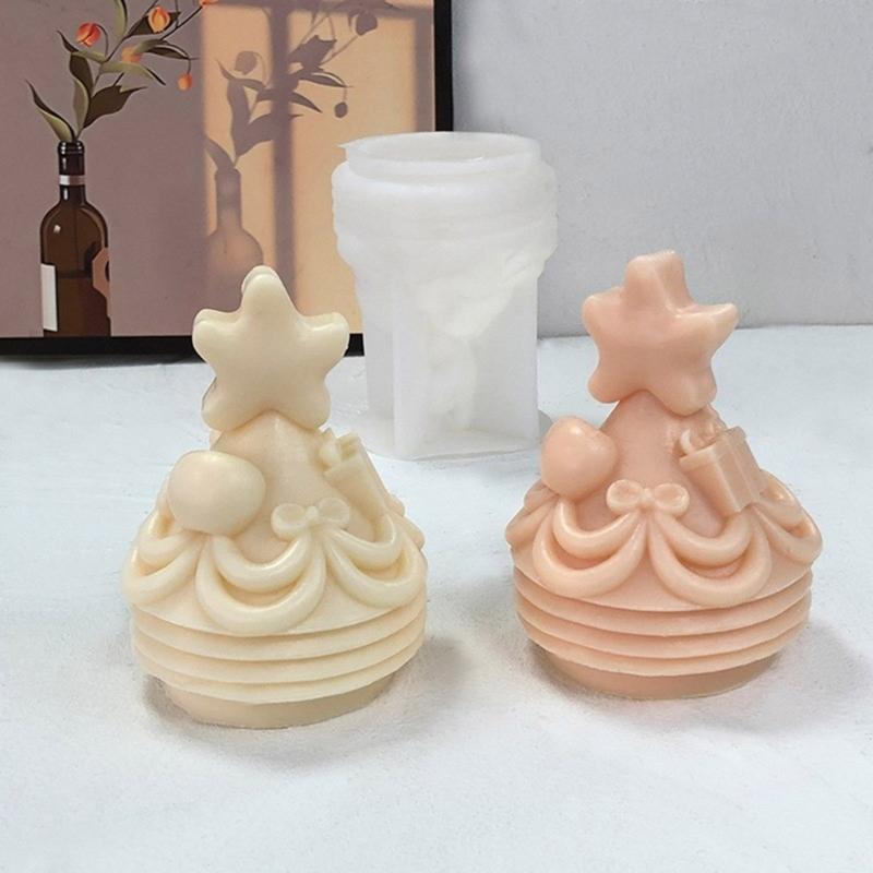 Christmas Tree Shaped Silicone Molds for Candle Soap Plaster Decoration, Fondant Silicone Molds for Chocolate Cake