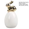 Easter Bunny Figurine Modern Ceramic Gold Rabbit On Egg Ornament for Spring Farmhouse Home Office Fireplace Tabletop Centerpiece