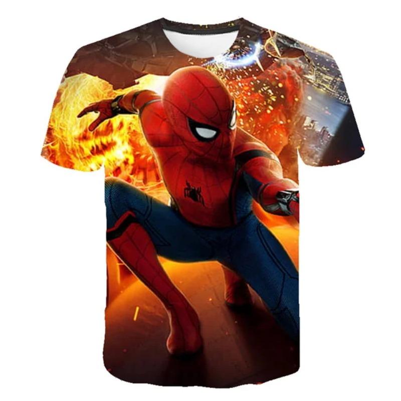 Summer Men's 3D Printed Marvel Superhero Spider-Man Pattern T-Shirt - Street Round-neck Short Sleeve Adult Sports Shirt
