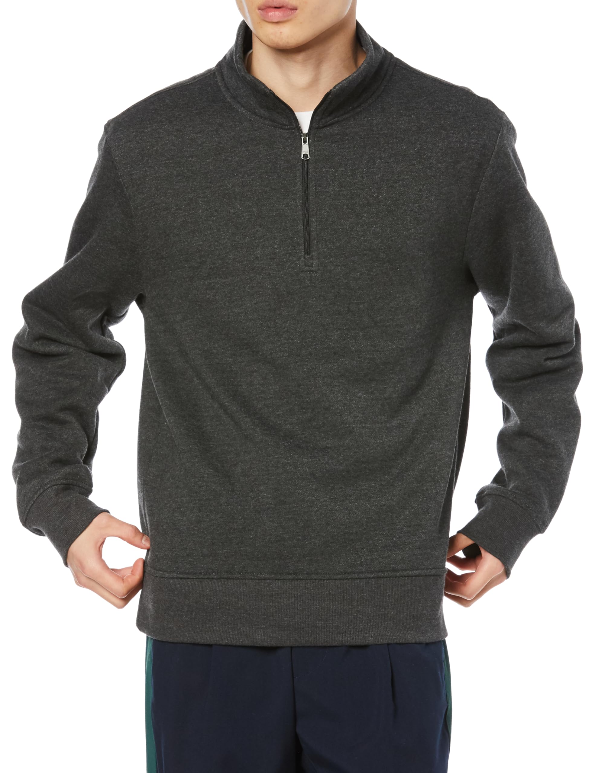 

Amazon Essentials Men s Quarter-Zip Fleece Pullover Sweatshirt, Long Sleeve, Heather Charcoal, Size L
