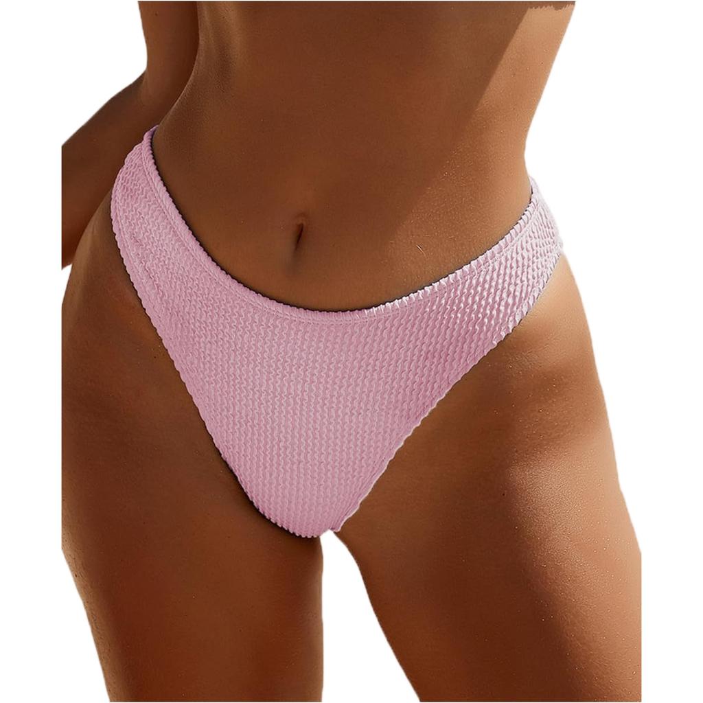 Women's Ribbed  Sexy High-Waisted Bikini Bottoms