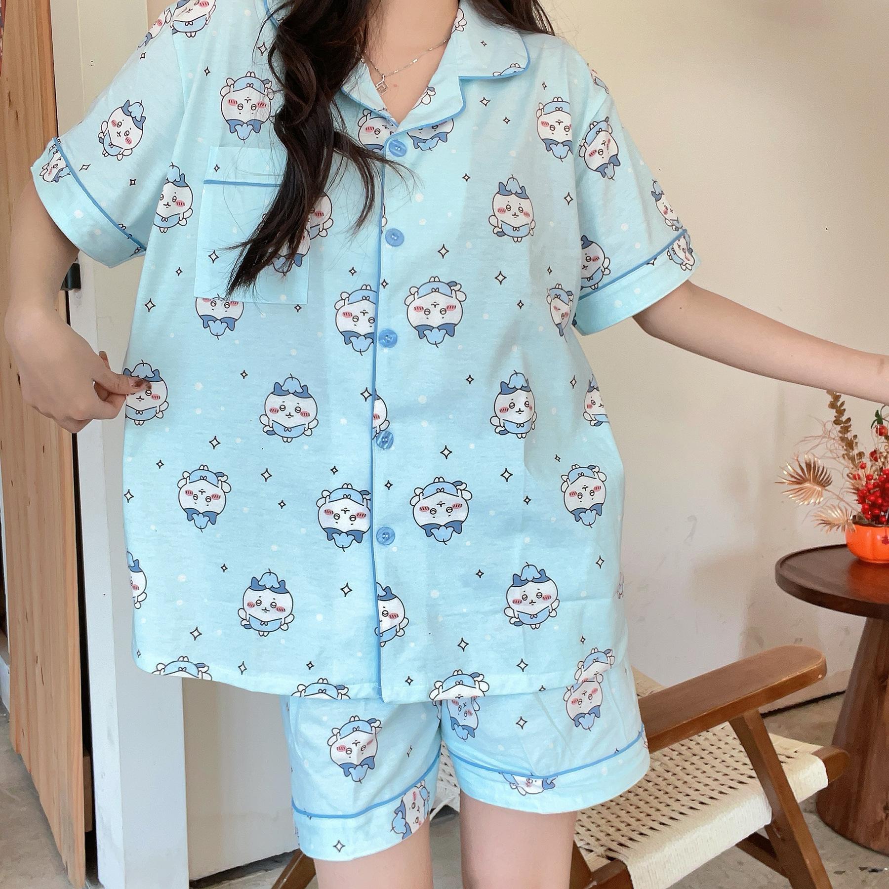 Chiikawa pajamas summer women s cotton short sleeves new Internet celebrity cartoon cute Jiyikawa spot M