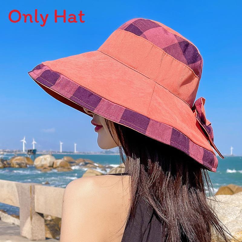 Cotton Patchwork Sun Hat With Wide Brim For Summer Beach And Outdoor Activities