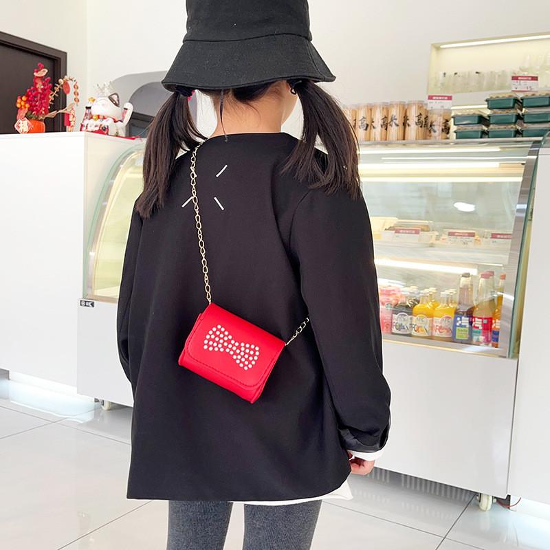 Cute And Elegant Kids Shoulder Bag With Butterfly Knot And Breathable Polyester Lining