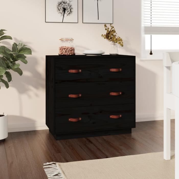 VidaXL Buffet Noir 80x40x75 cm Bois massif de pin 820111