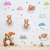 Wall Stickers Cartoon Bear Clouds Stars Hearts Kids Room Decor Nursery Wall Art Living Room Home Wall Decal Removable Wall Decor