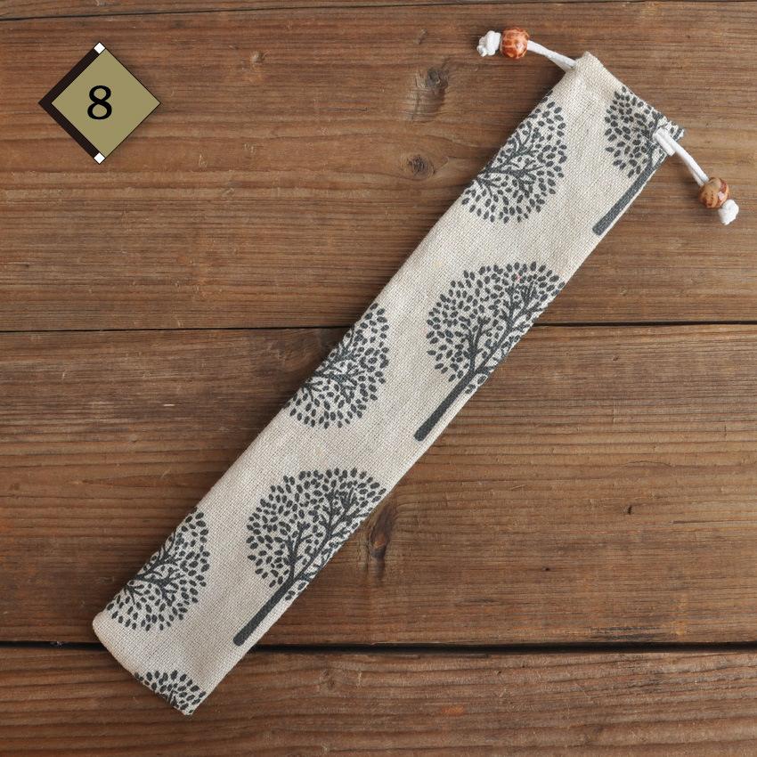 1pc Eco Friendly Canvas Drawstring Pouch Japanese Style for Chopsticks Spoon Straw Home Kitchen Travel Organizer