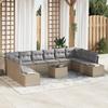 VidaXL 11-Piece Garden Sofa Set with Cushions In Black Poly Rattan 3347250