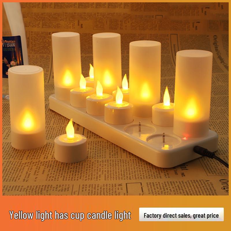 

LED Rechargeable Candle Lights: Flame Simulation Christmas Tea Light Decorations 12 with cups flickering warm light